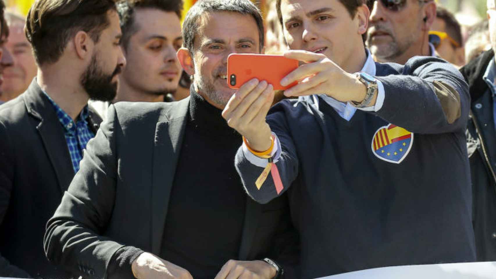 Valls y Rivera, durante una manifestación.
