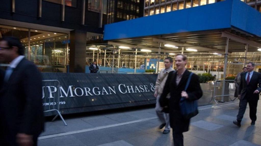 Rótulo en una sucursal de JP Morgan.