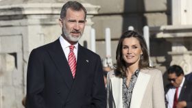 Felipe y Letizia durante la recepción al presidente de Perú y a su mujer.