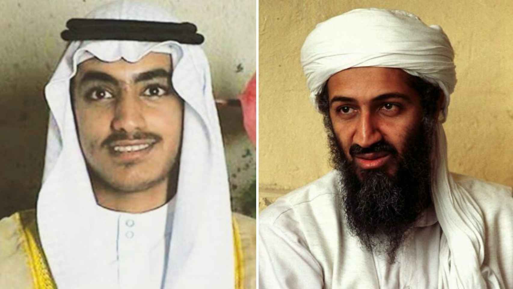 Hamza Bin Laden (derecha) junto a su padre, Osama.