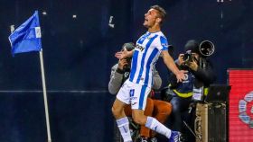 Óscar Rodríguez celebra su gol ante el Levante