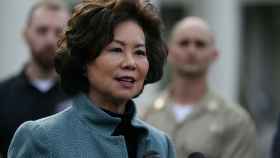 U.S. Secretary Elaine Chao speaks to the news media outside of the West Wing of the White House