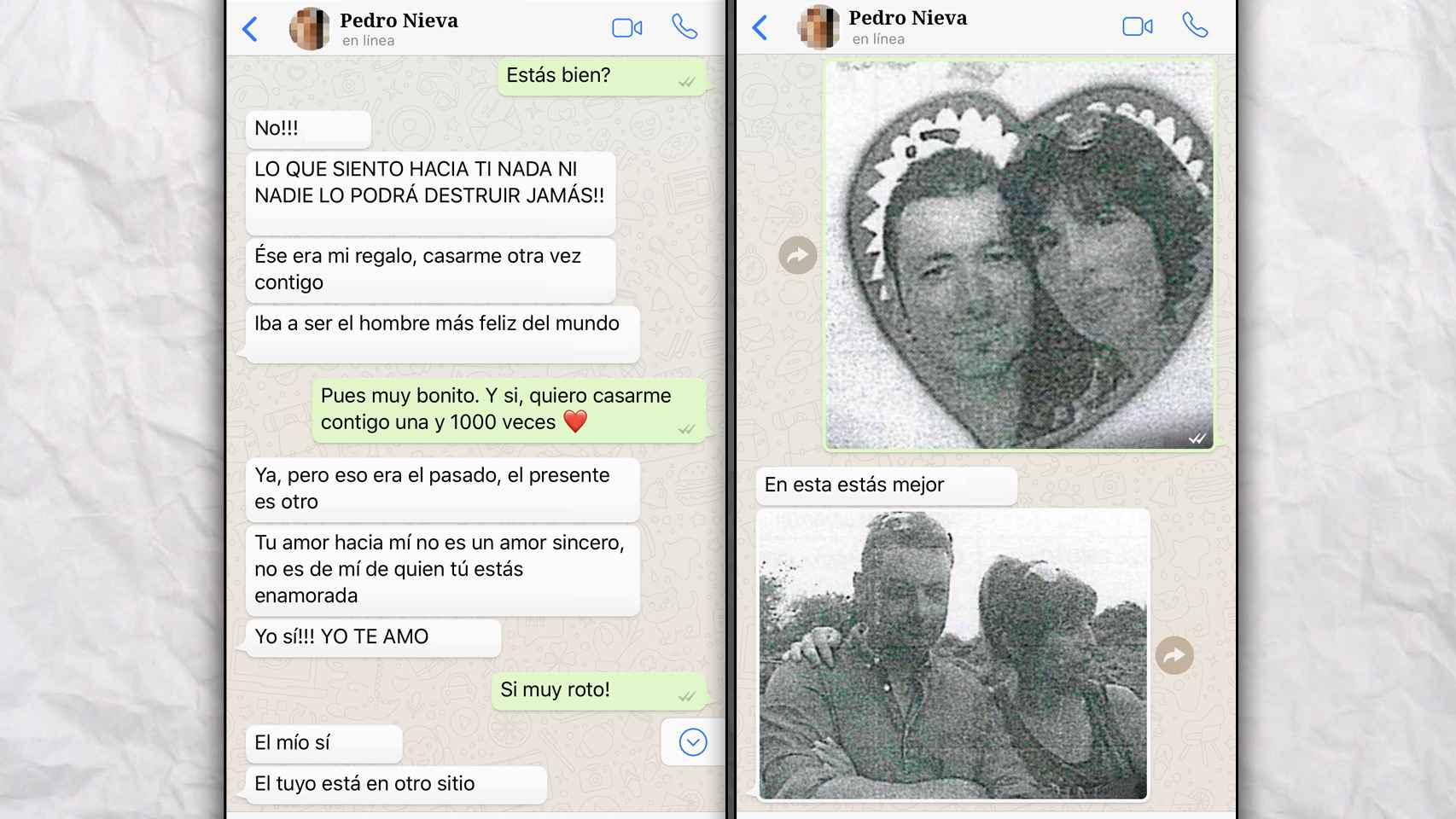 Conversación de Whatsapp recogida en el sumario del caso entre Pedro y Katia.