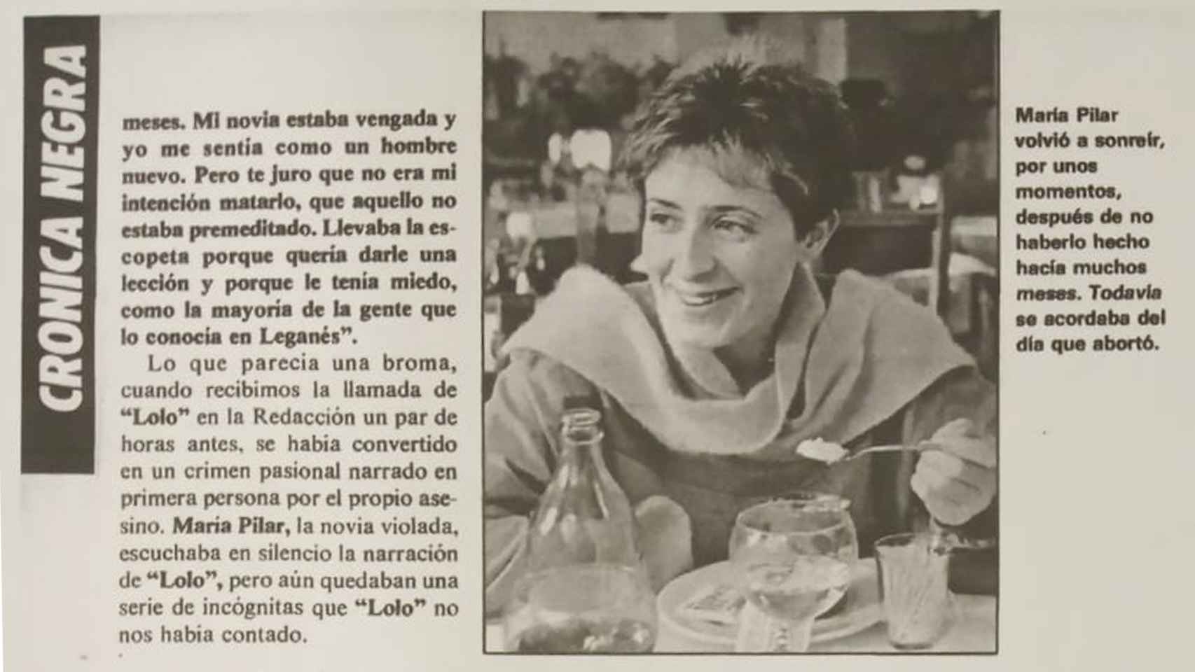 Pilar Baeza en el reportaje publicado en Interviú, en 1985.