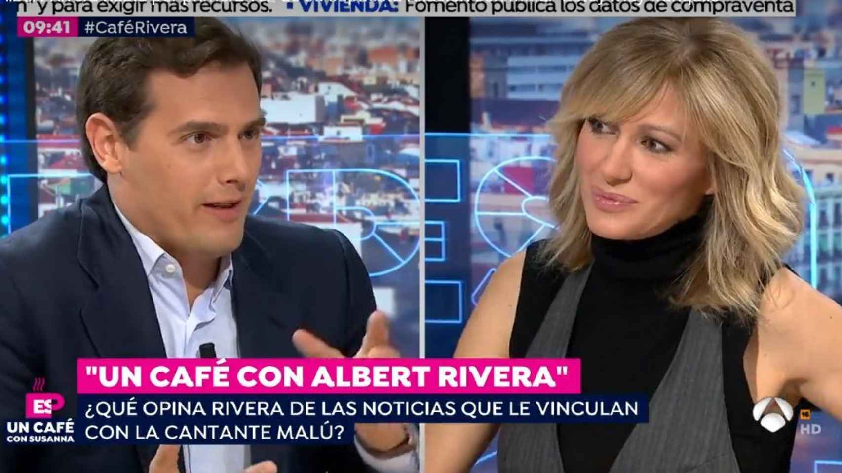 Susanna Griso preguntando a Albert Rivera por su supuesta relación con la cantante Malú.