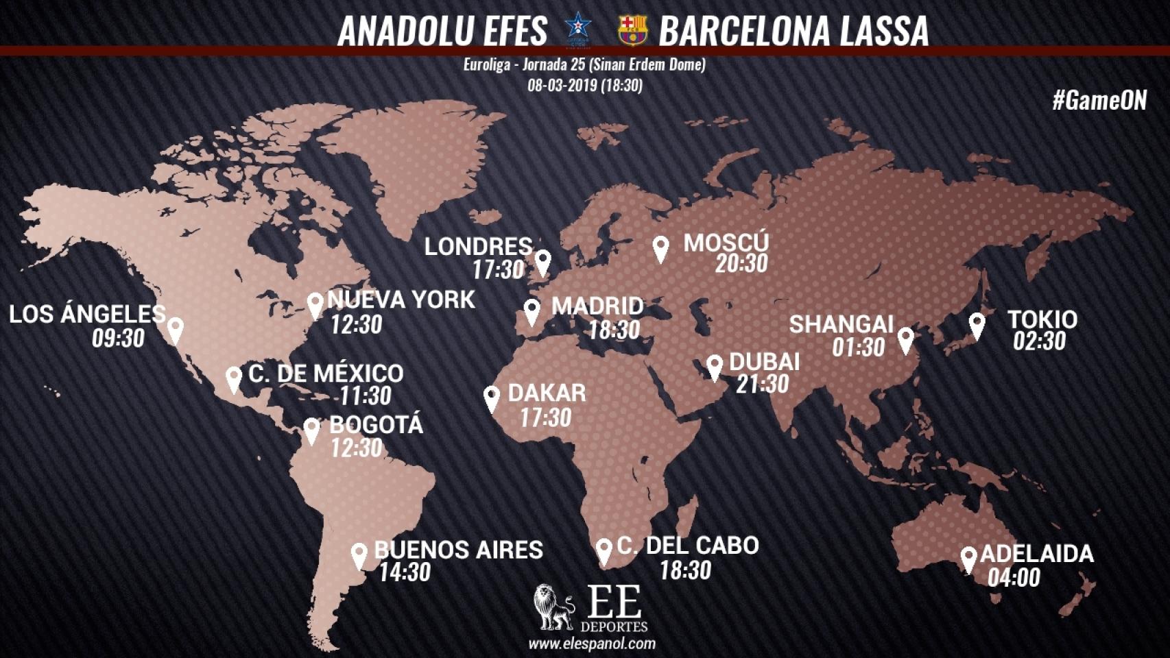 Horario Anadolu Efes - FC Barcelona Lassa