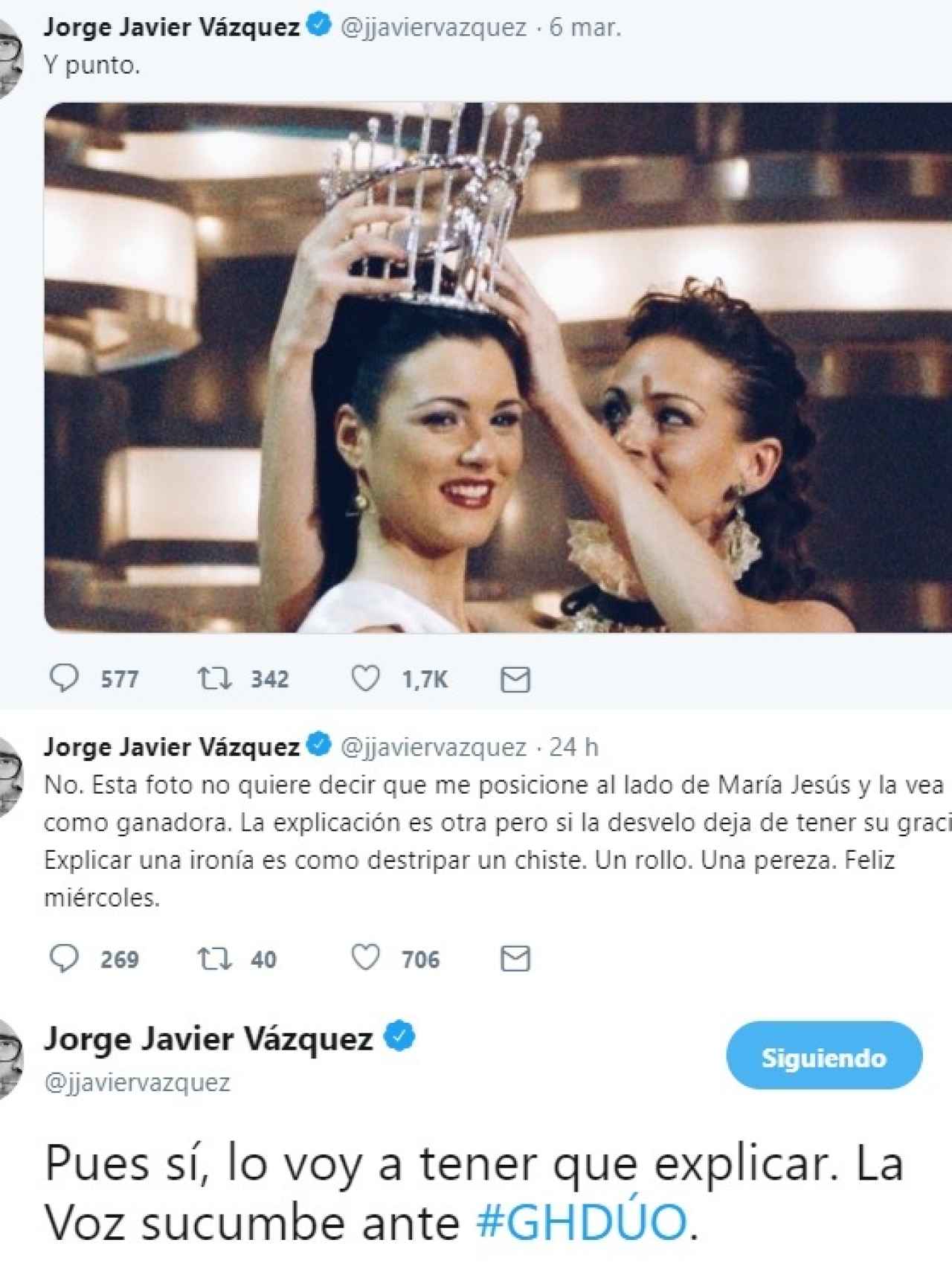 Tuit de Jorge Javier Vázquez.
