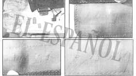 Imágenes de las letras manuscritas escritas a mano en el asa de la mochila.
