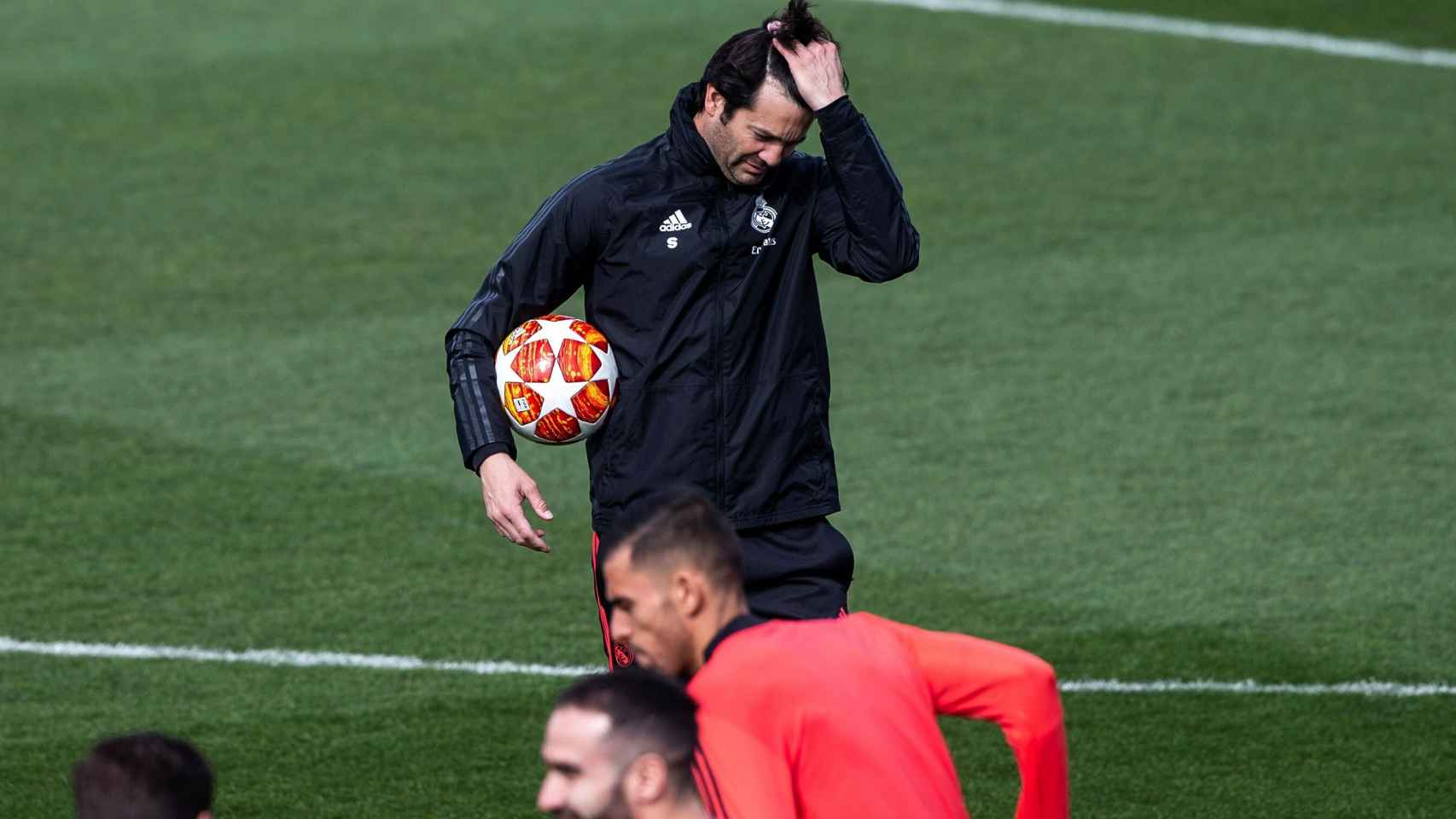 Solari, durante un entrenamiento del Real Madrid
