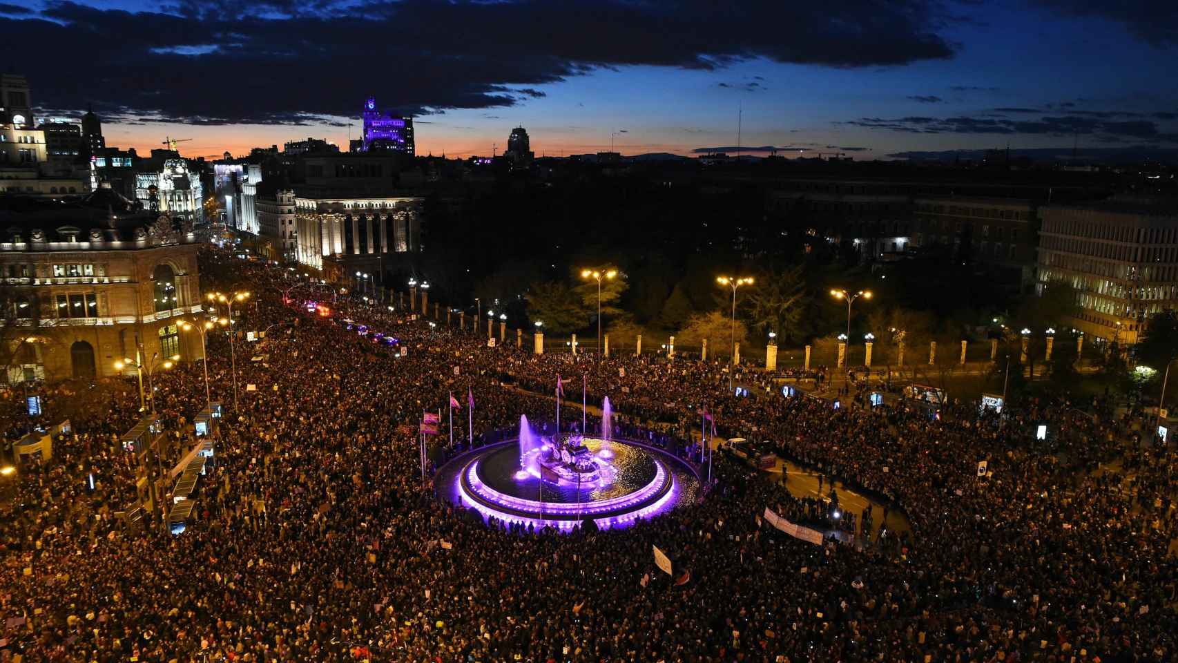 Vista general de la marcha del 8-M de Madrid.