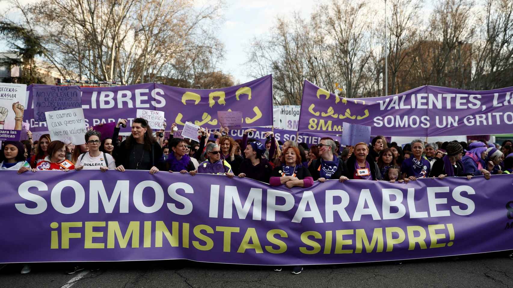 Cabecera de la manifestación del 8-M en Madrid.