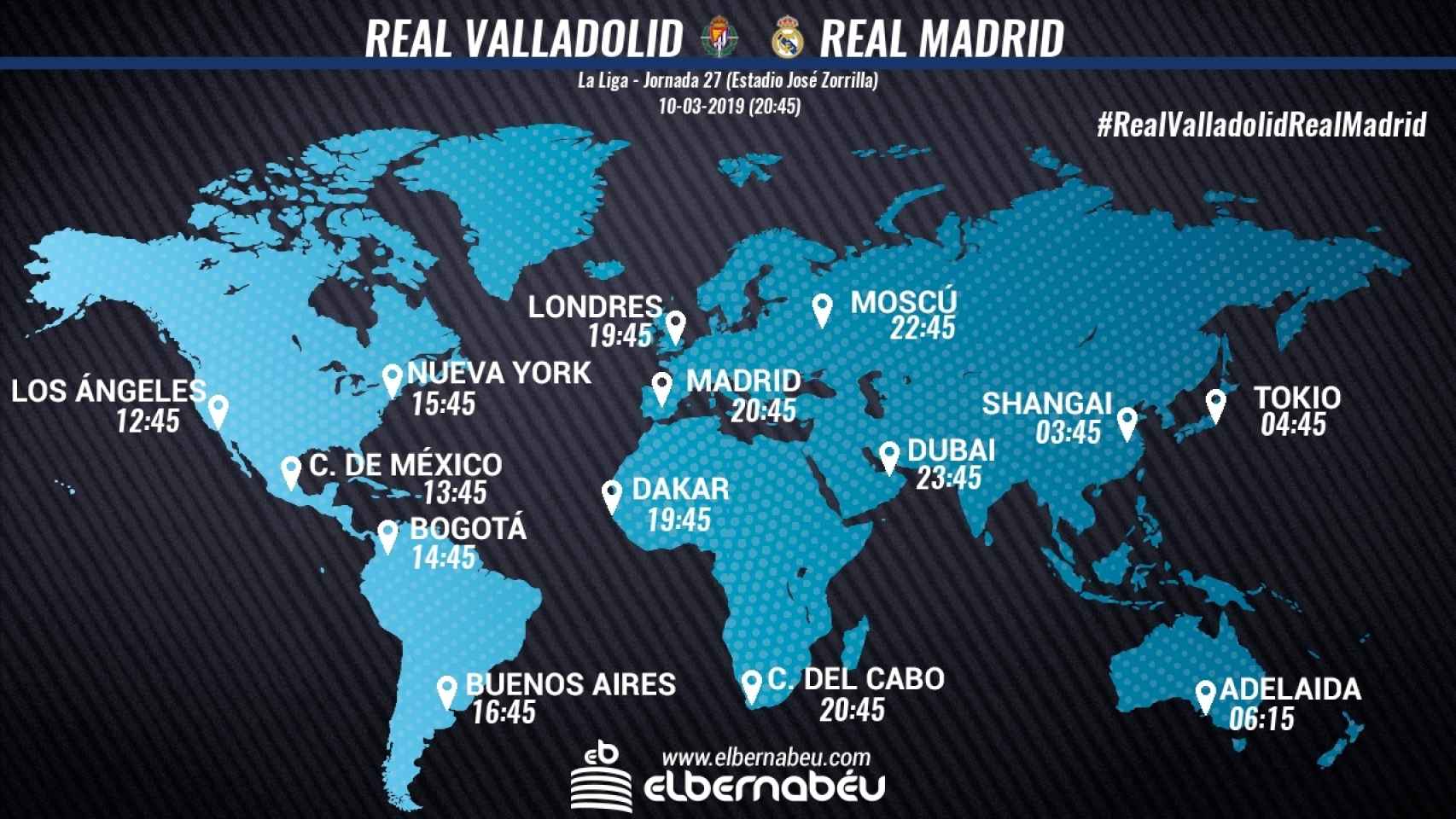 Horario Real Valladolid - Real Madrid