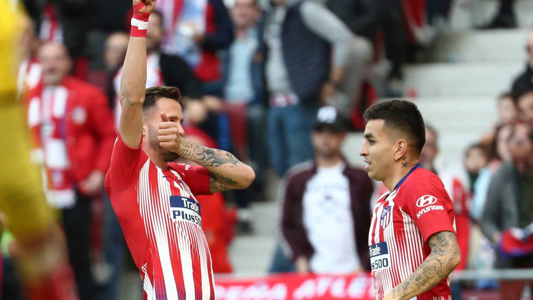 Saúl Ñíguez celebra un gol con el Atlético de Madrid