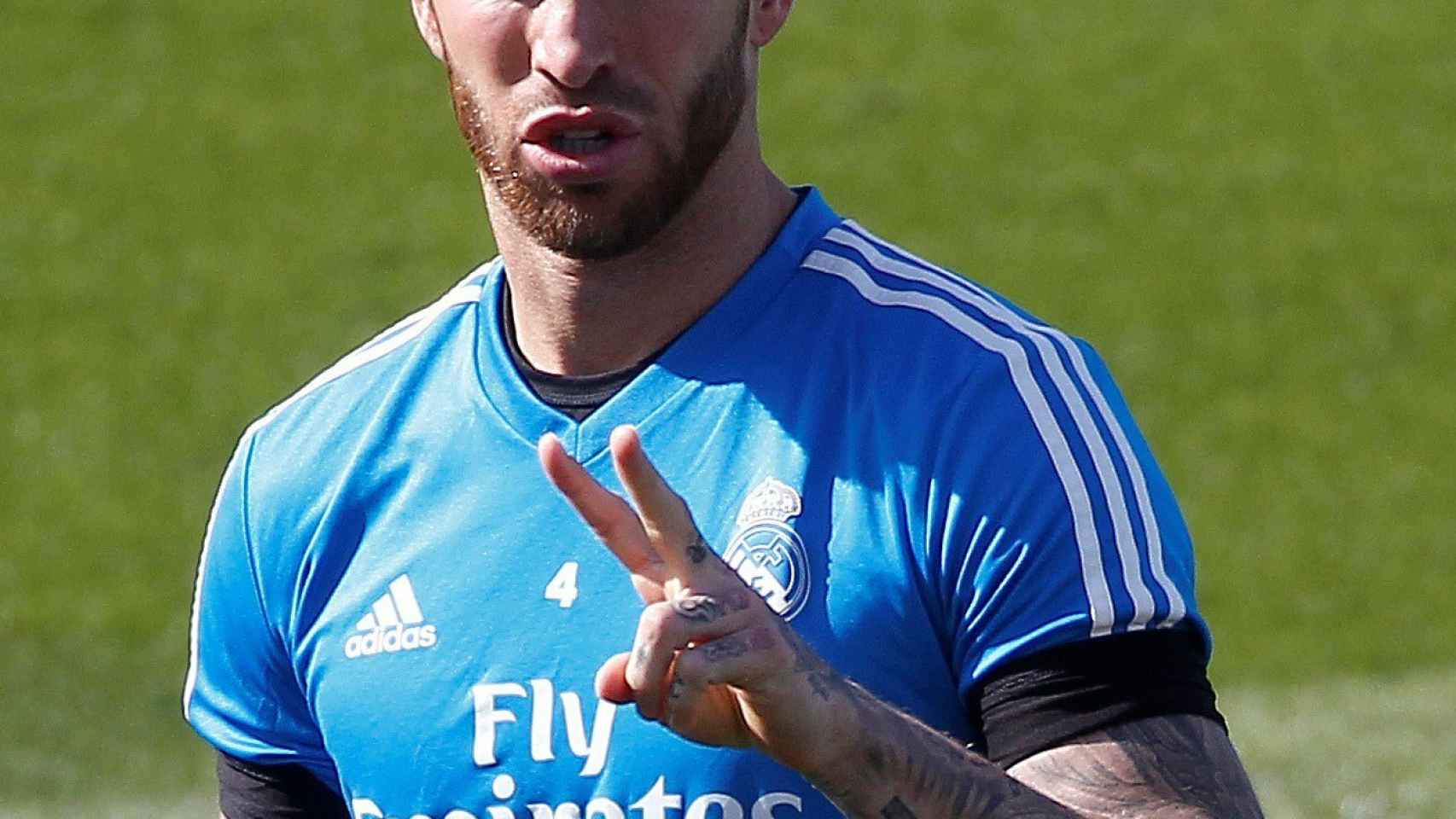 Sergio Ramos, durante un entrenamiento del Real Madrid