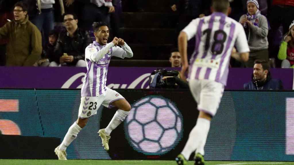 Anuar celebra el gol del Valladolid al Real Madrid