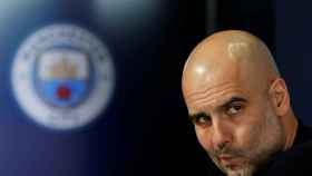Pep Guardiola, en rueda de prensa del Manchester City para la Champions League