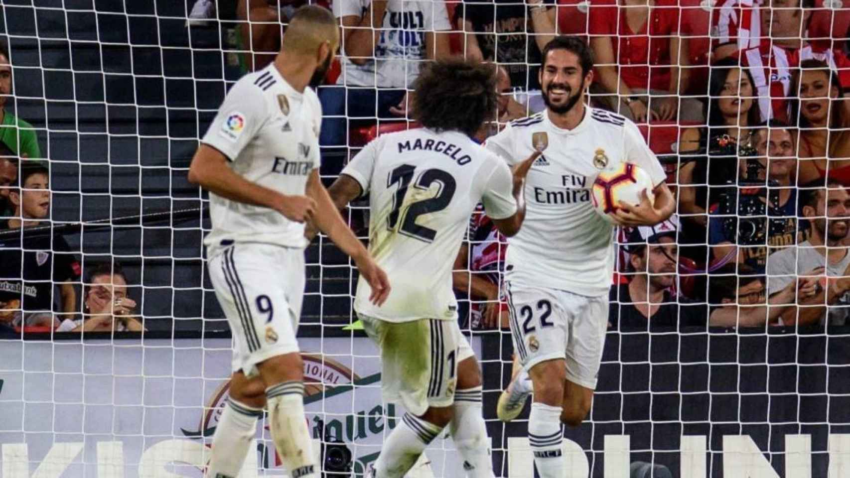 Marcelo e Isco celebran un gol con el Real Madrid