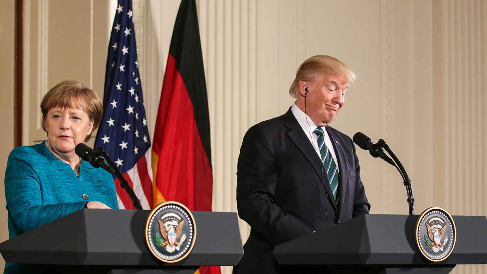 La canciller alemana, Angela Merkel, y el presidente de EEUU, Donald Trump, en una imagen de archivo.