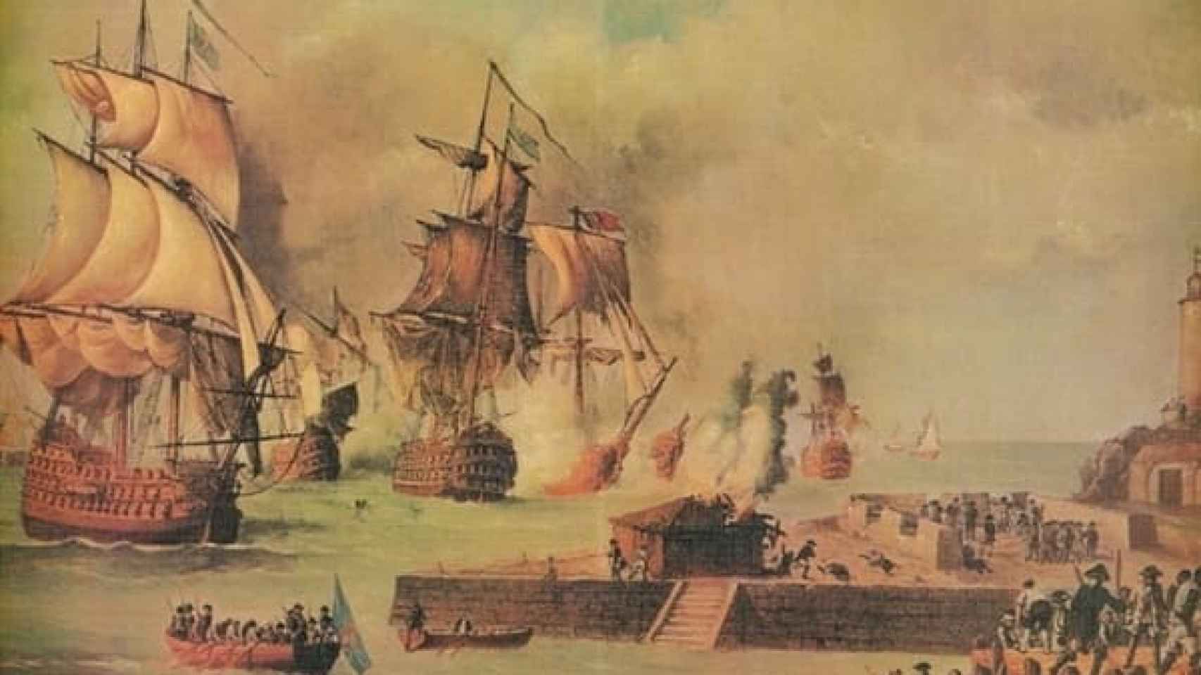 Pintura de Luis Fernández Gordillo sobre la Batalla de Cartagena de Indias