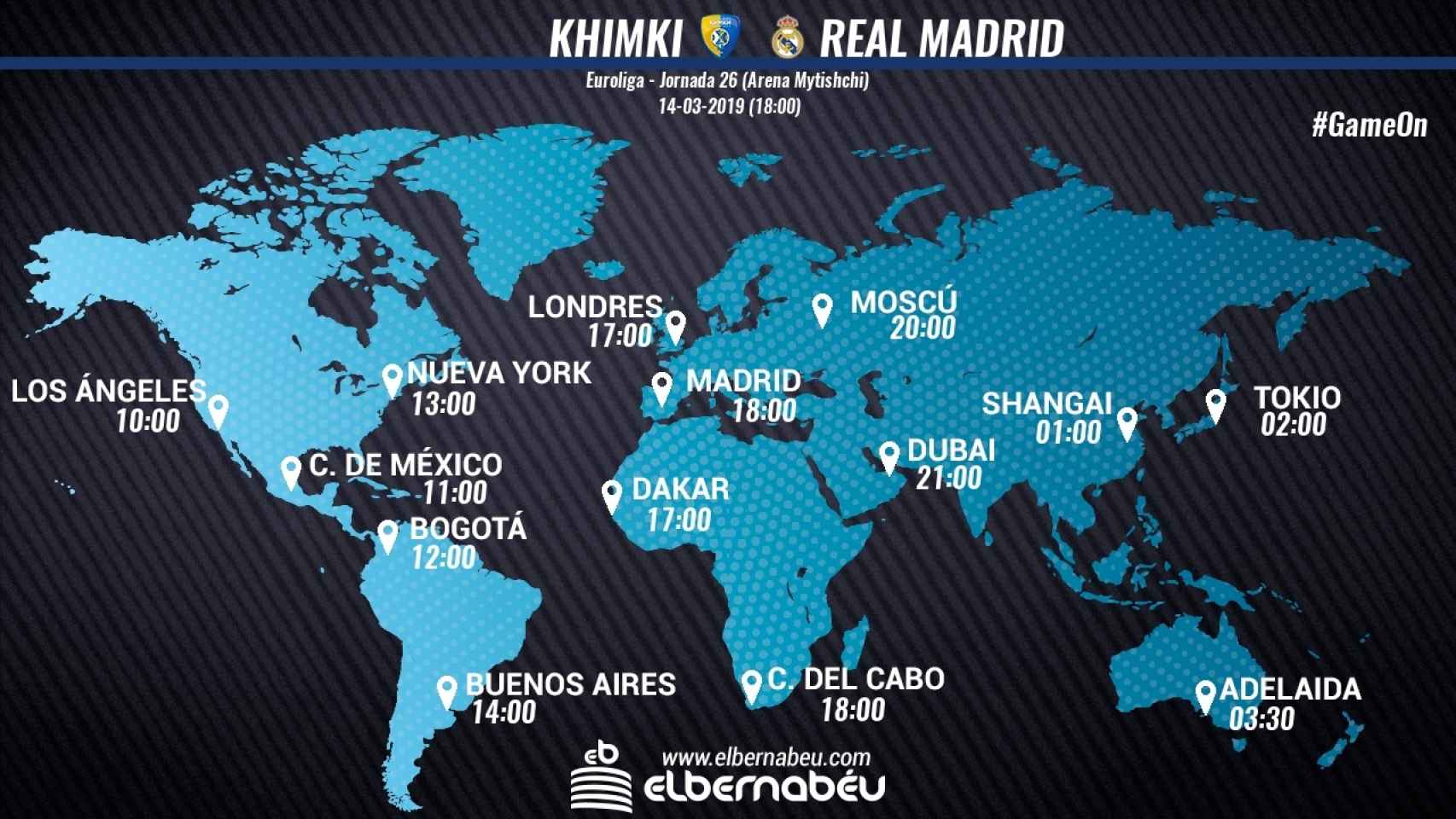 Horario internacional del Real Madrid - Khimki
