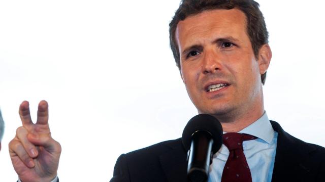 El presidente del PP, Pablo Casado, este miércoles en Zaragoza.