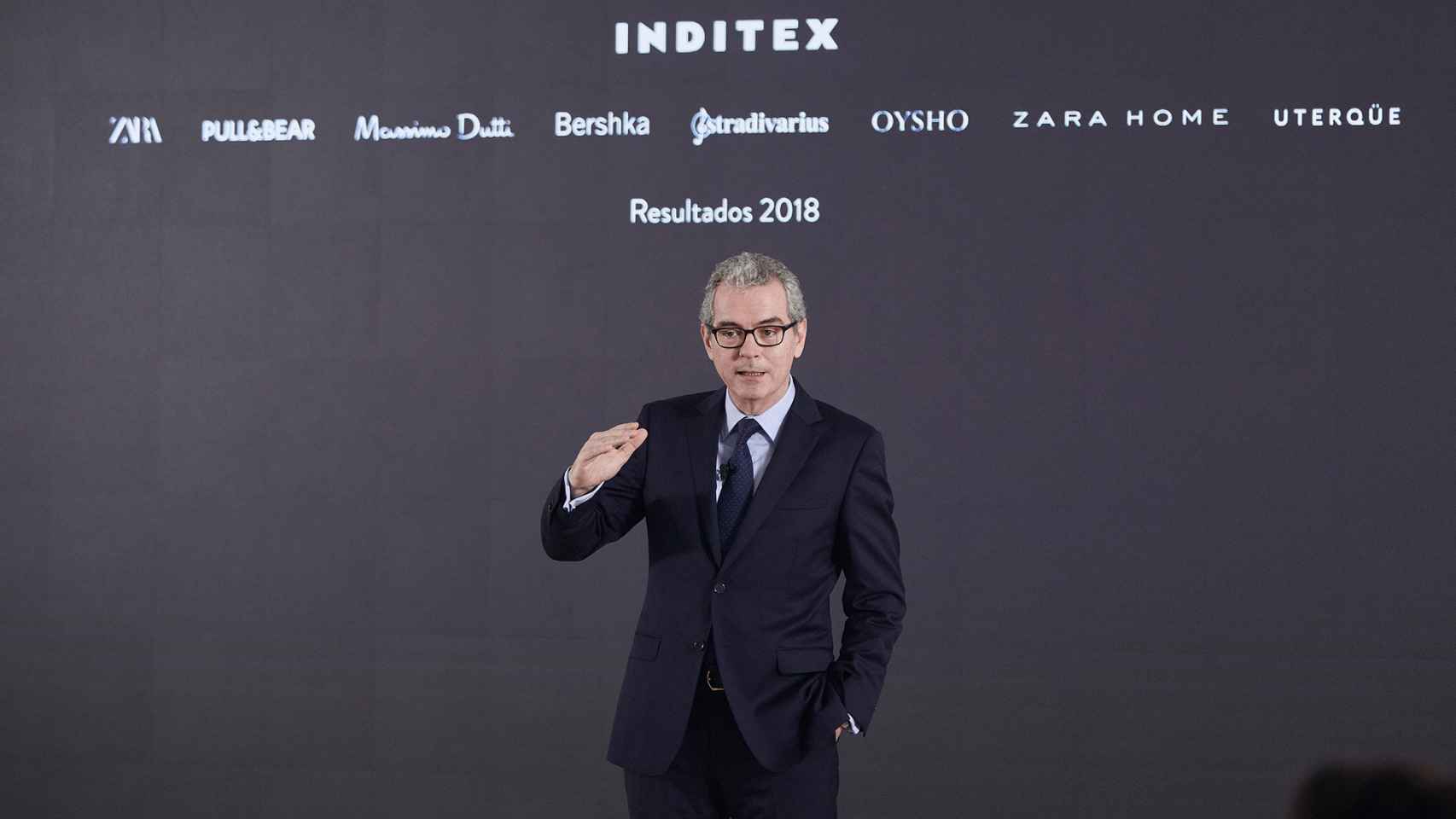 El presidente de Inditex, Pablo Isla, durante la presentación de resultados.