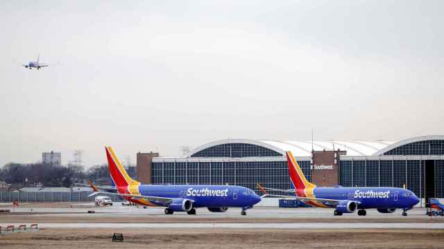 Southwest Airlines Co. Boeing 737 MAX 8 aircraft sit at Midway International Airport in Chicago