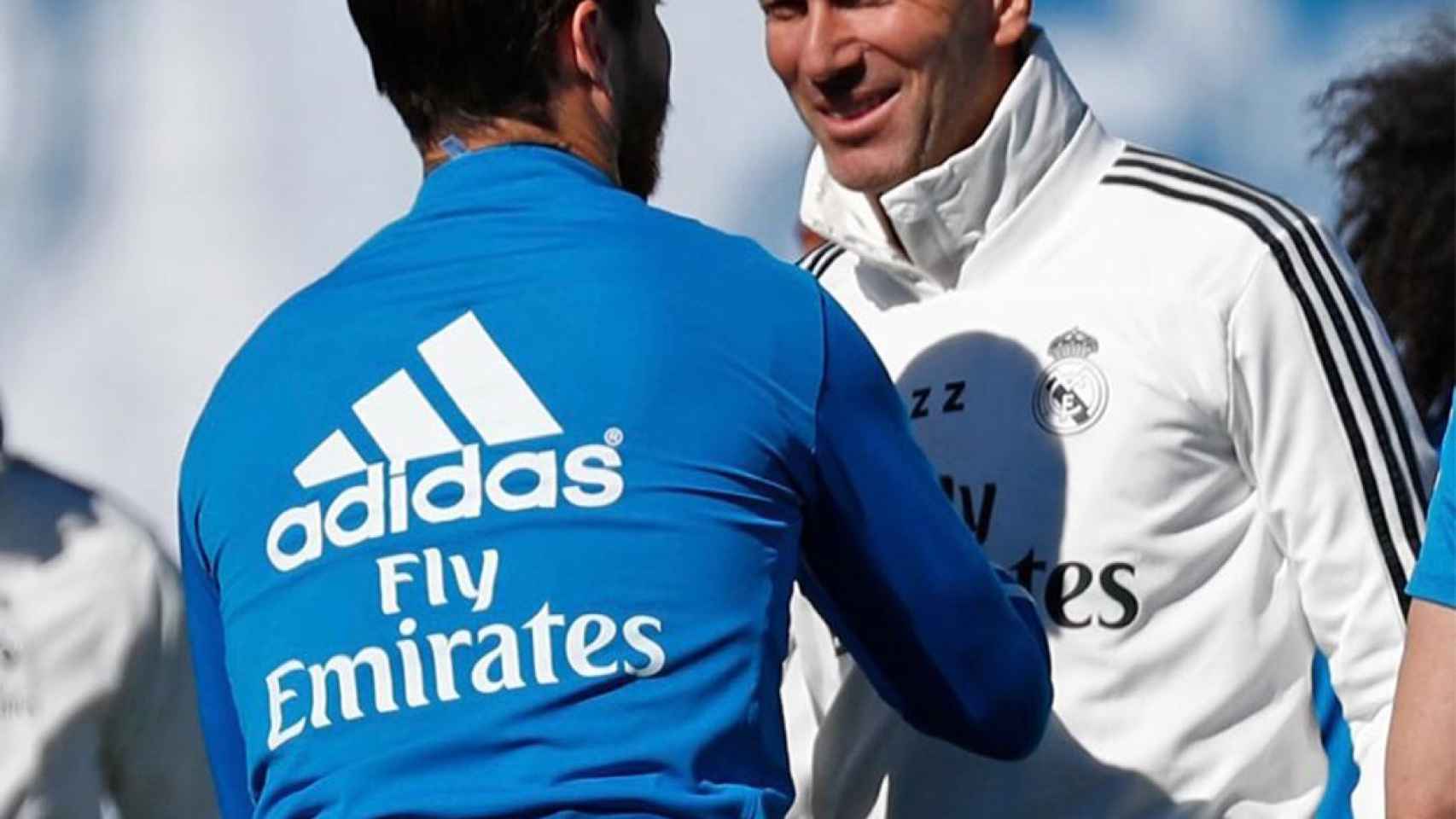Sergio Ramos y Zidane en el entrenamiento del Real Madrid