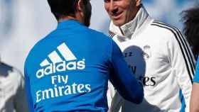Sergio Ramos y Zidane en el entrenamiento del Real Madrid