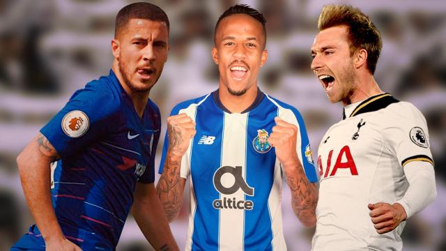 Eden Hazard, Eder Militao  y Christian Eriksen