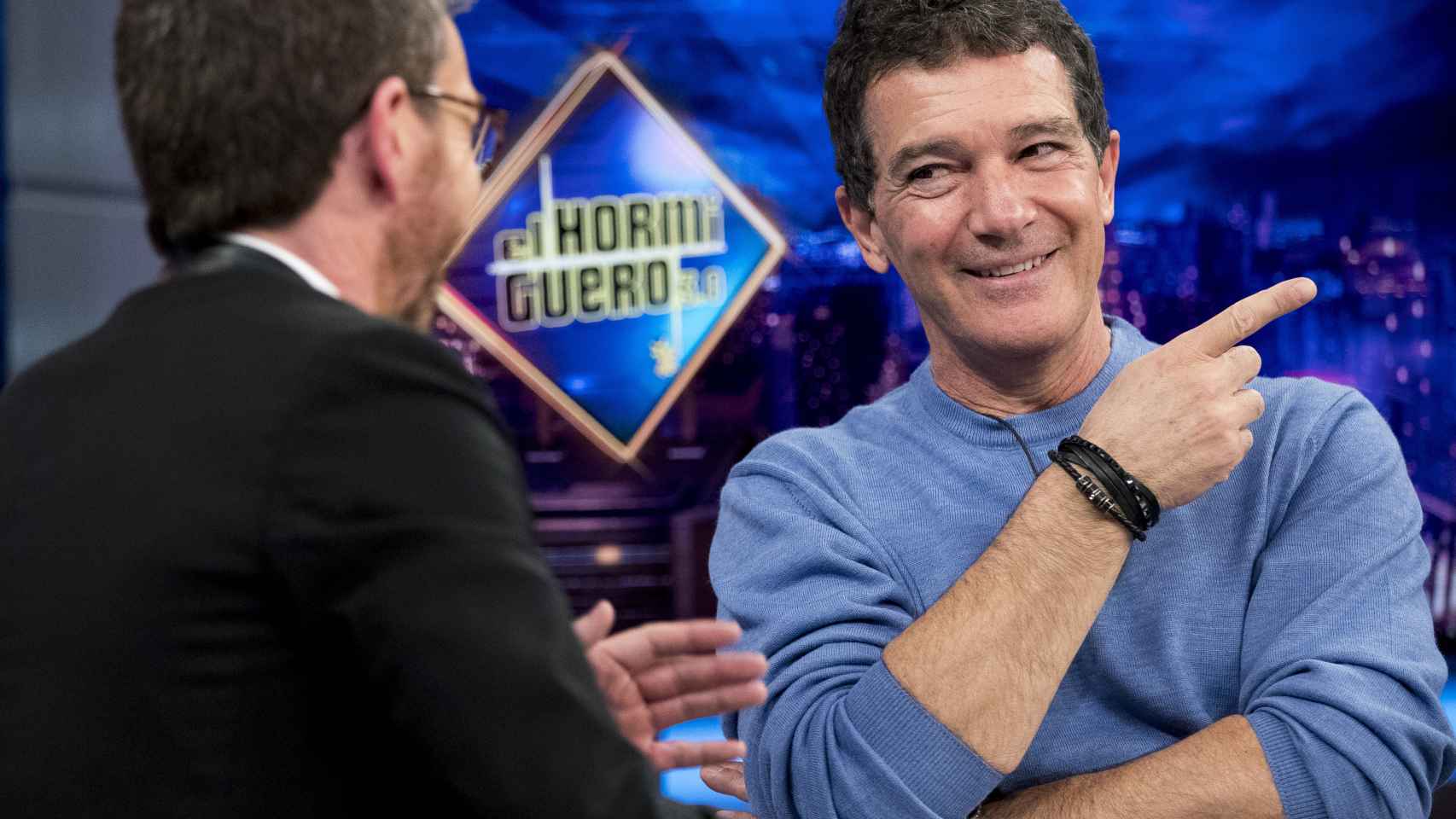 Antonio Banderas y Pablo Motos en el programa de 'El Hormiguero' del jueves.