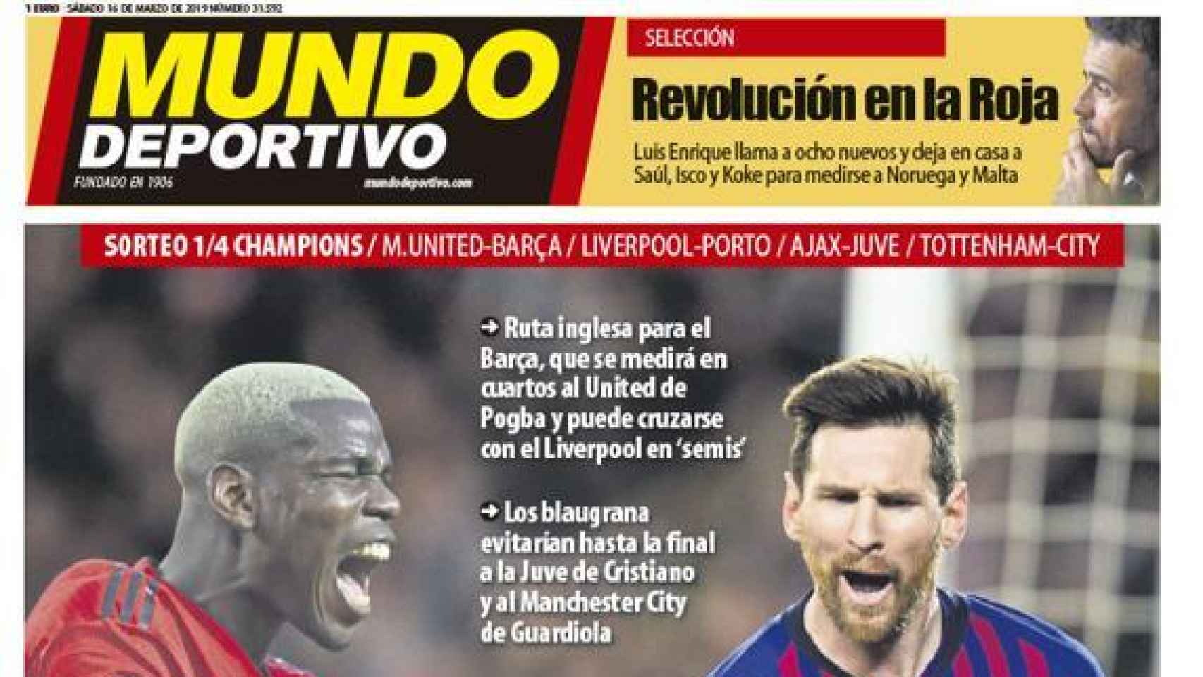 Portada del diario Mundo Deportivo (16/03/2019)
