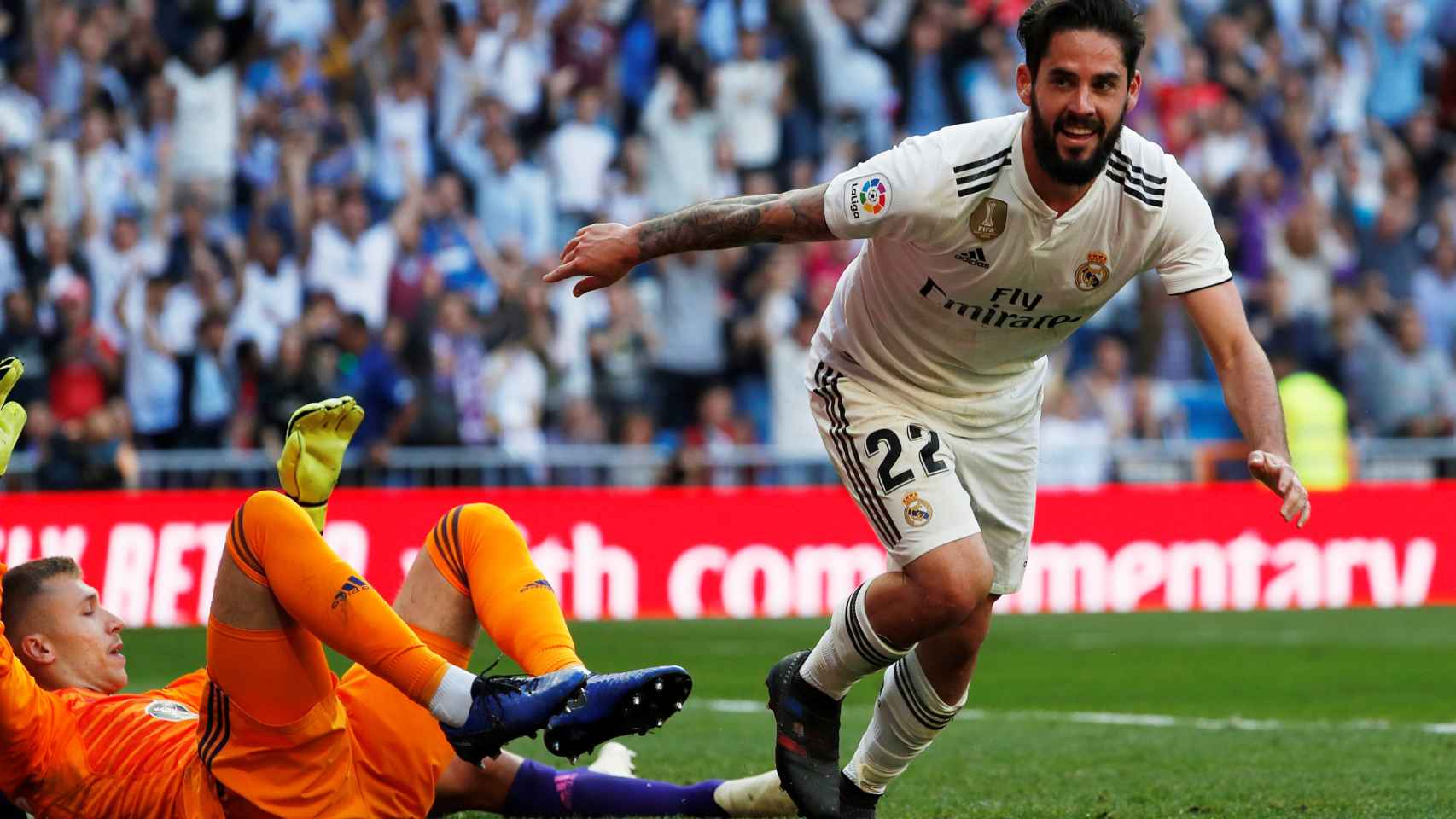 Isco celebra el primer gol del Real Madrid ante el Celta