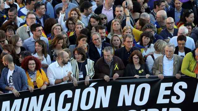 Quim Torra y Artur Mas a la cabeza de la manifestación separatista convocada en Madrid.