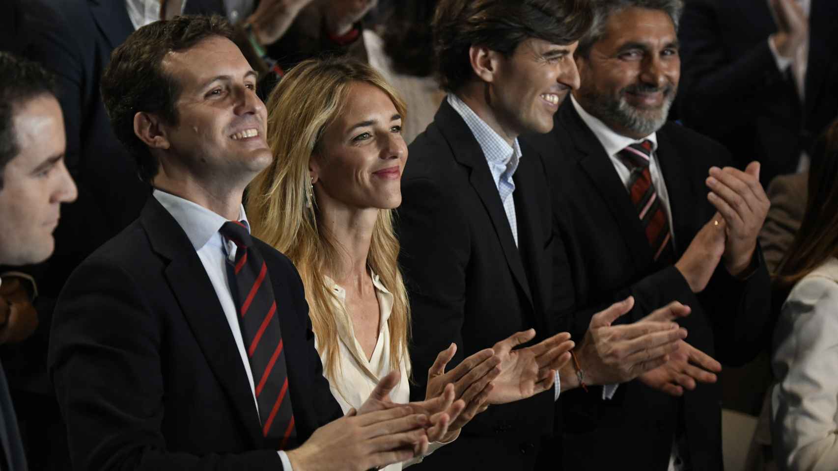 Casado, Álvarez de Toledo, Montesinos y Cortés, en la presentación de candidatos del PP, en Madrid.