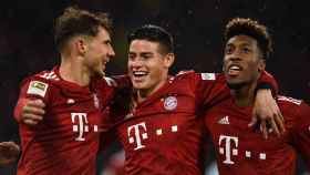James Rodríguez celebra un gol con el Bayern