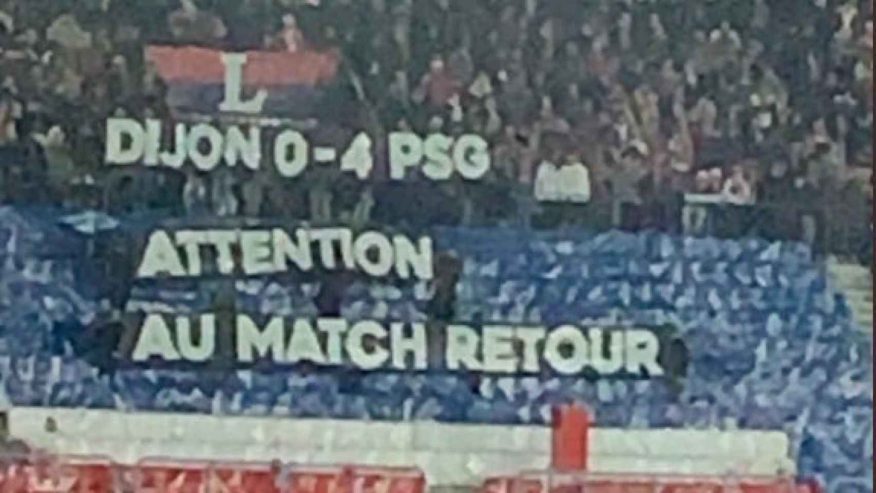 Pancarta de los ultras del PSG por los fracasos del equipo en Champions