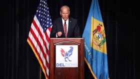 U.S. former Vice President Biden delivers remarks at the First State Democratic Dinner in Dover, Delaware