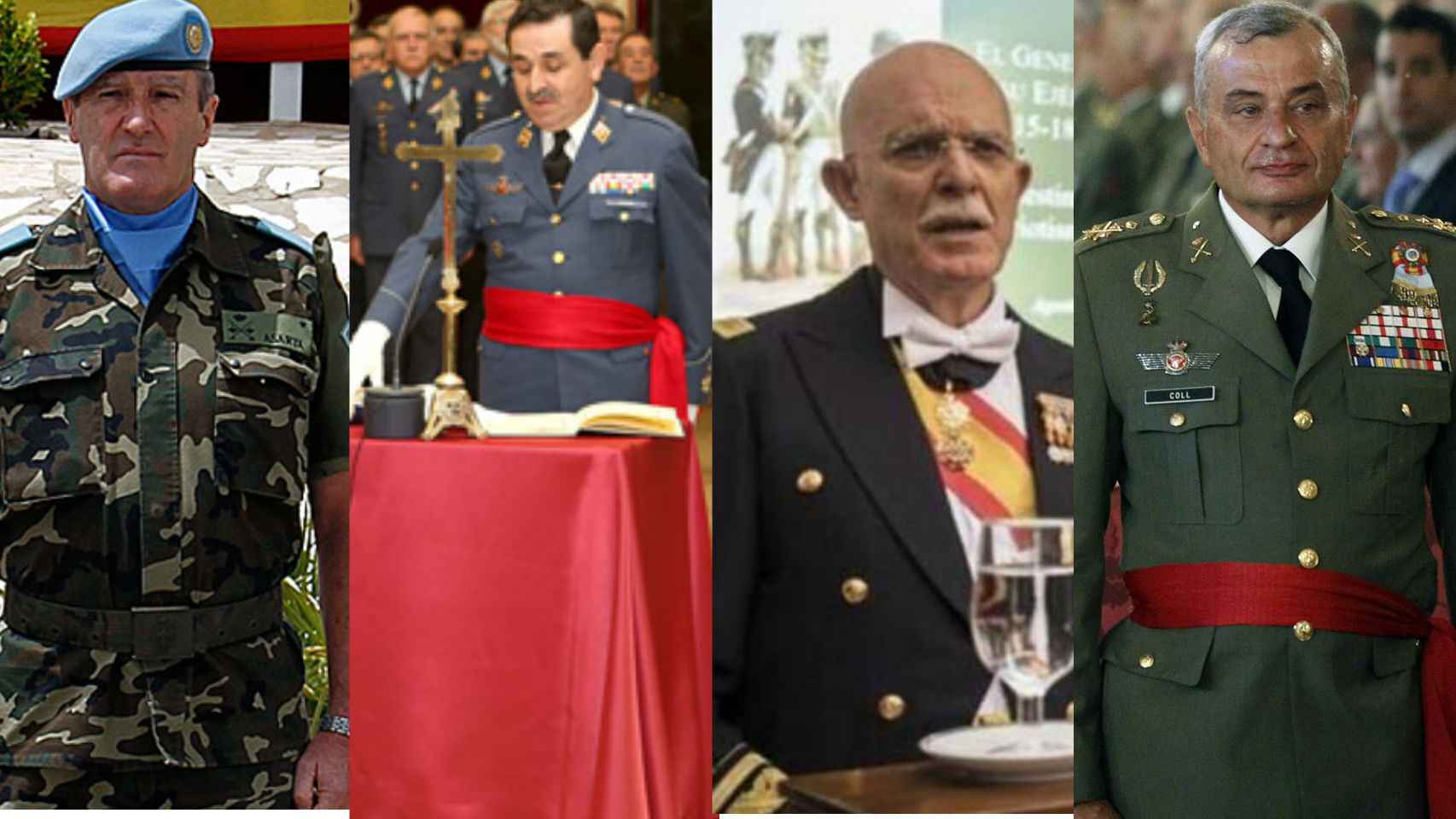 Cuatro generales fichados por Vox: Asarta, Mestre, Rosety y Coll.