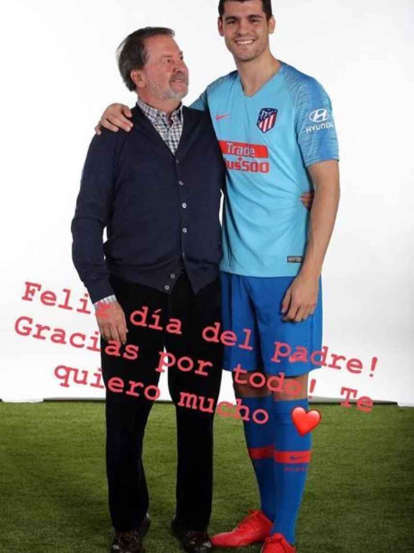Álvaro Morata junto a su padre, en una imagen de redes sociales.