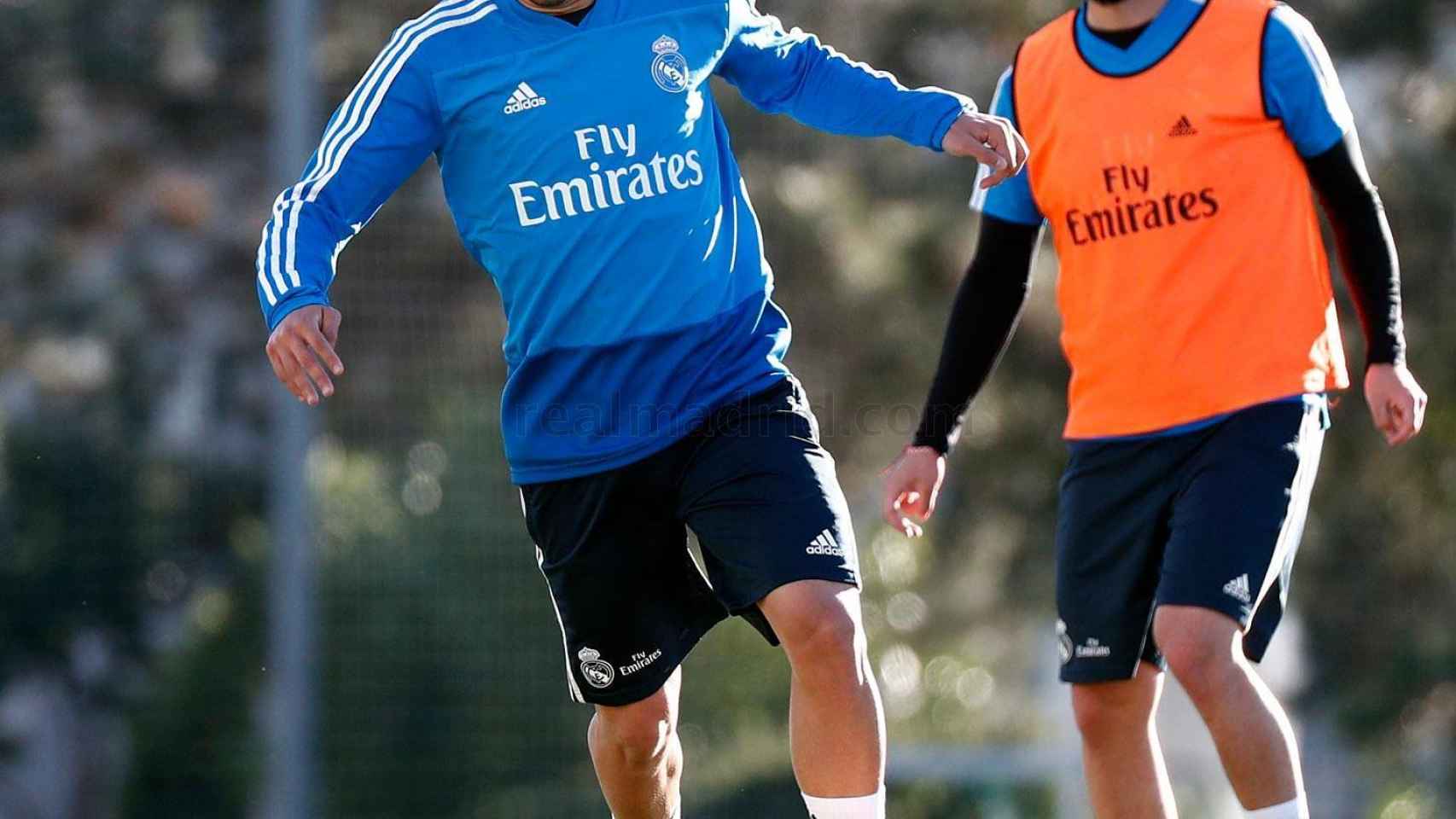 Brahim Díaz e Isco, en un entrenamiento del Real Madrid