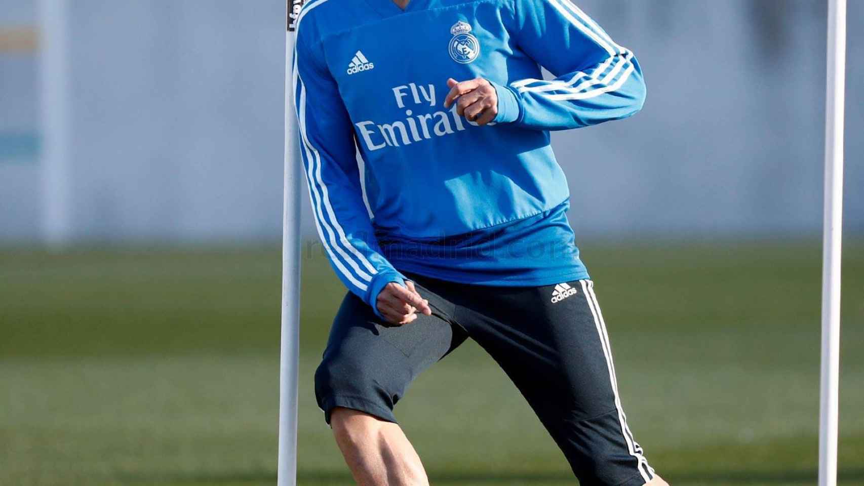 Lucas Vázquez, durante el entrenamiento del Real Madrid
