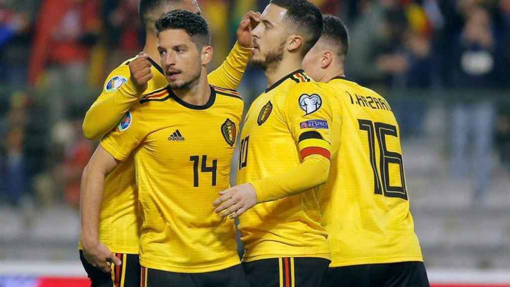 Hazard celebra con Bélgica un gol contra Rusia