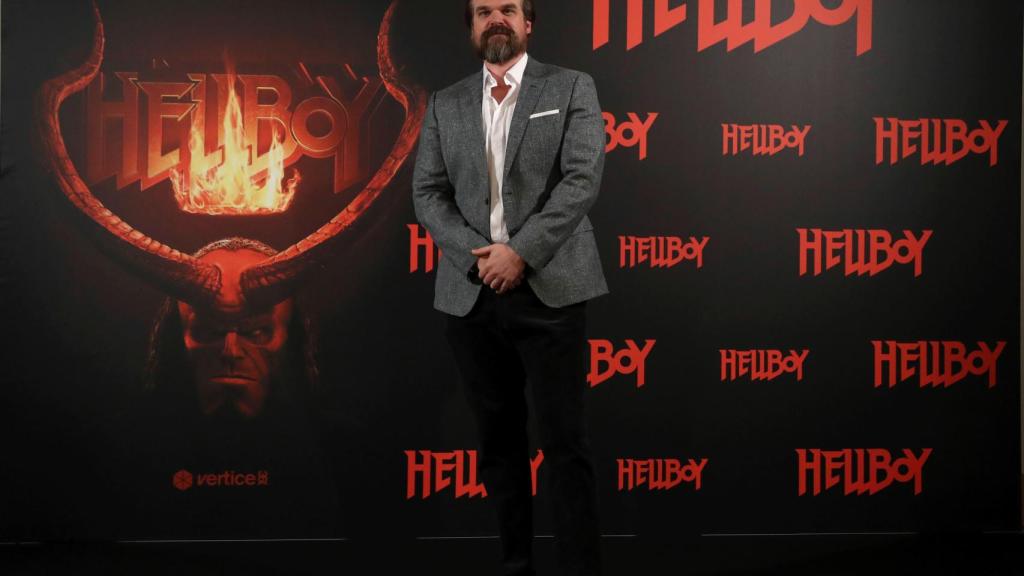 El actor estadounidense David Harbour, durante el pase gráfico de Hellboy.