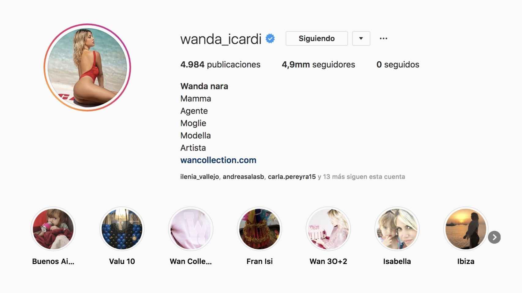 Wanda Nara en Instagram