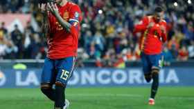 Sergio Ramos, tras anotar el segundo gol de España