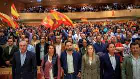 El líder de Vox, Santiago Abascal, al término del acto en Ciudad Real.