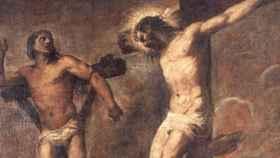 Imagen de San Dimas el Buen Ladrón junto a Jesús