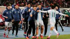 Correa celebra su gol contra Marruecos