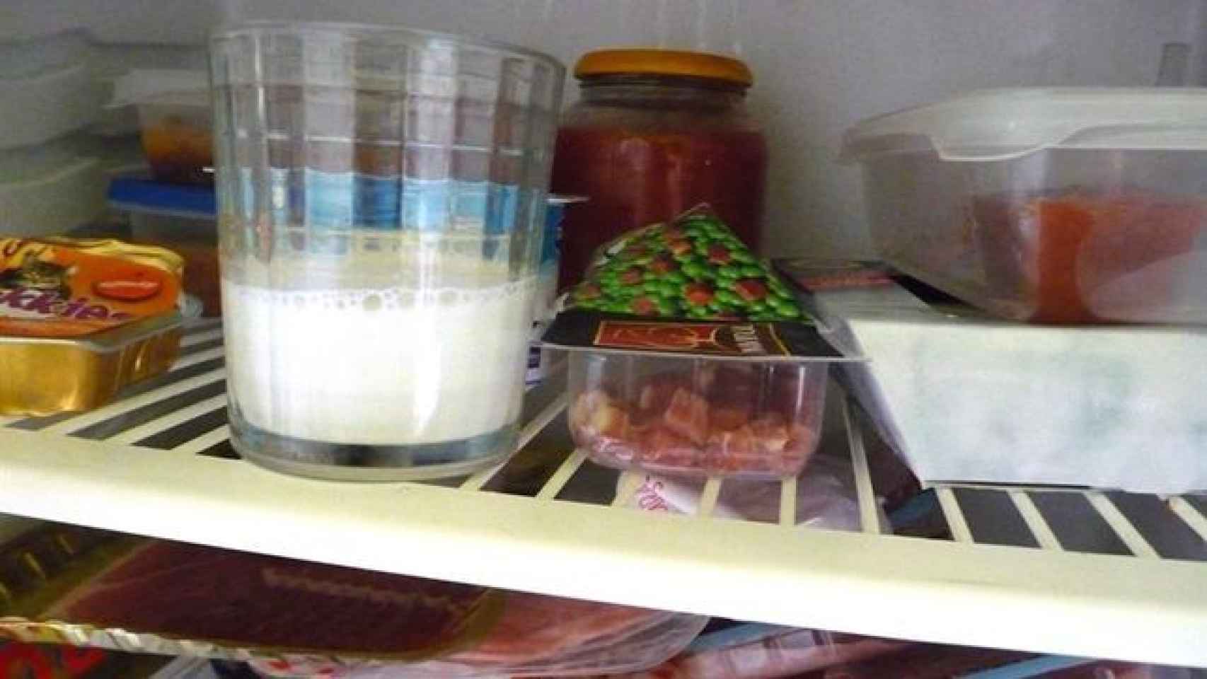 Alimentos colocados en el estante de una nevera. Foto: EFE